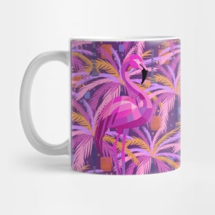 Vibrant Pink Flamingo Palm Trees Mug